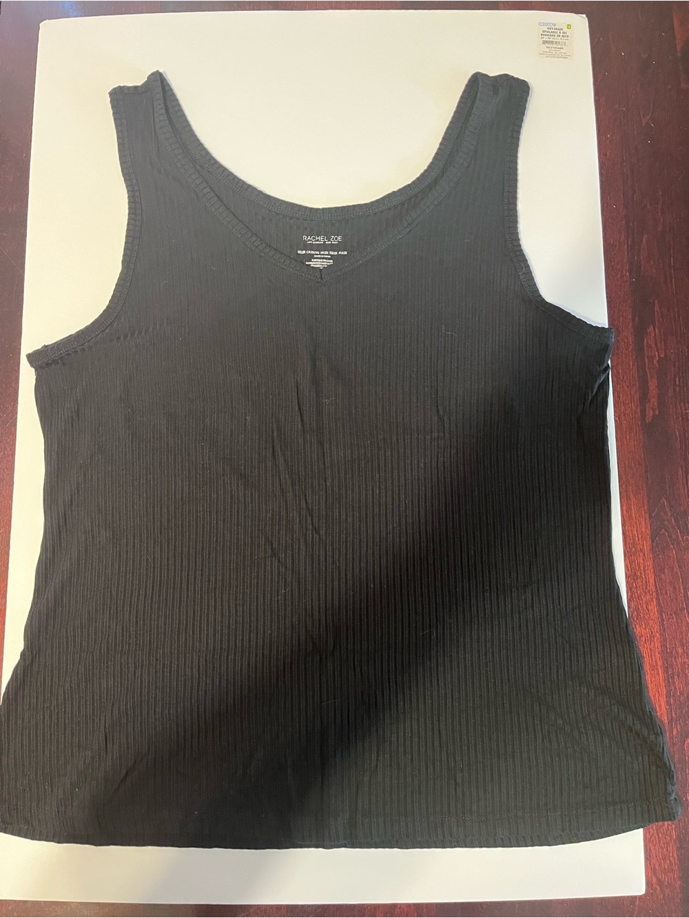 Rachel Zoe Black Ribbed V-Neck Tank